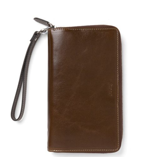 Filofax Malden Personal Compact Zip Leather Organizer in Ochre