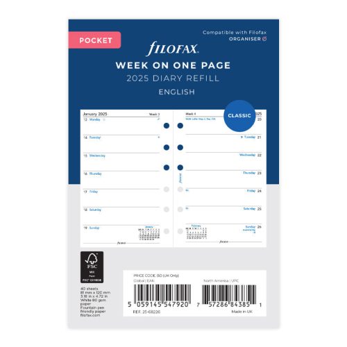 Week On One Page Diary - Pocket 2025 English - 25-68226