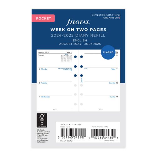 Week On Two Pages Academic Diary - Pocket 2024-2025 English