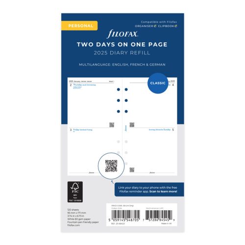 Two Days On One Page Diary - Personal 2025 Multilanguage - 25-68423