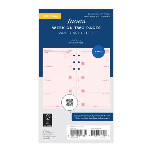 Week On Two Pages Diary - Personal Pink 2025 - 25-68478