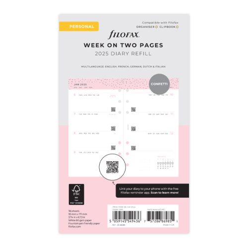 Confetti Week On Two Pages Diary - Personal 2025 Multilanguage - 25-68491