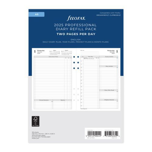 Time Management One Day On Two Pages Diary - A5 2025 English - 25-TM7031