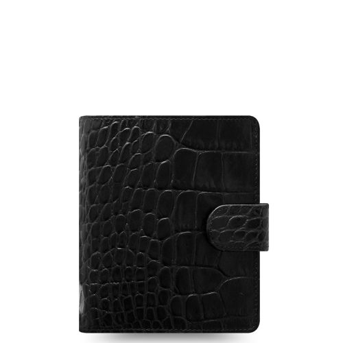 Classic Croc Pocket Organizer Black Ebony Leather