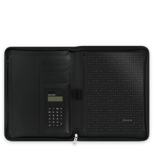 filofax metropol zipped folio with calculator black alt 2