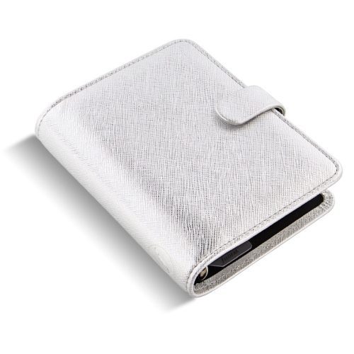 filofax organiser saffiano metallic pocket silver iso