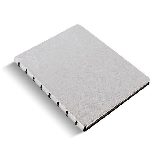 notebook saffiano metallic a5 silver iso 1